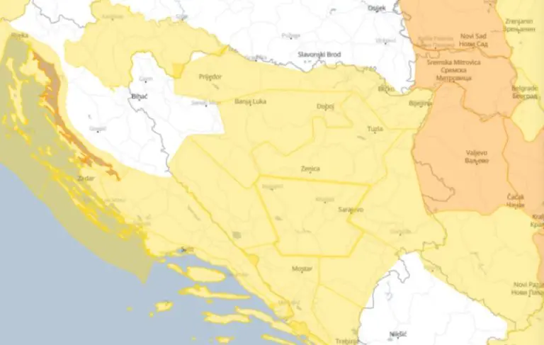 Žuti meteoalarm za veći dio BiH: Upozorenja za vozače i planinare