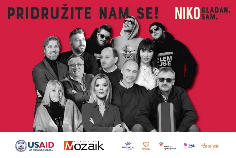 Inicijativu “Niko gladan. Niko sam.” podržali Hanka Paldum, Halid Bešlić, Letu štuke, Helem Nejse i brojne druge poznate ličnosti
