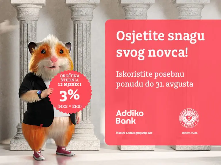 Osjetite snagu svog novca u Addiko banci Banjaluka – kamatna stopa 3% na oročenje godinu dana