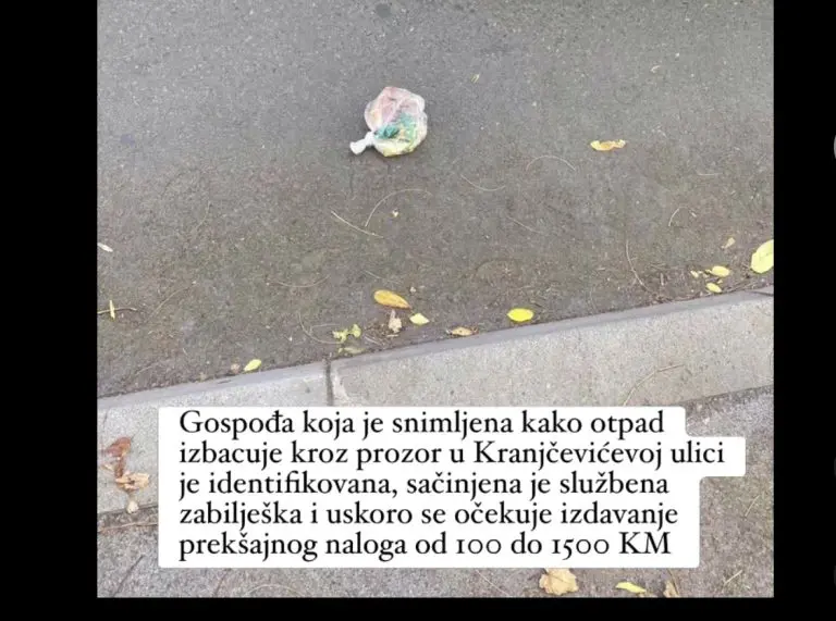 Sarajka snimljena kako baca smeće kroz prozor, prijeti joj kazna do 1.500 KM