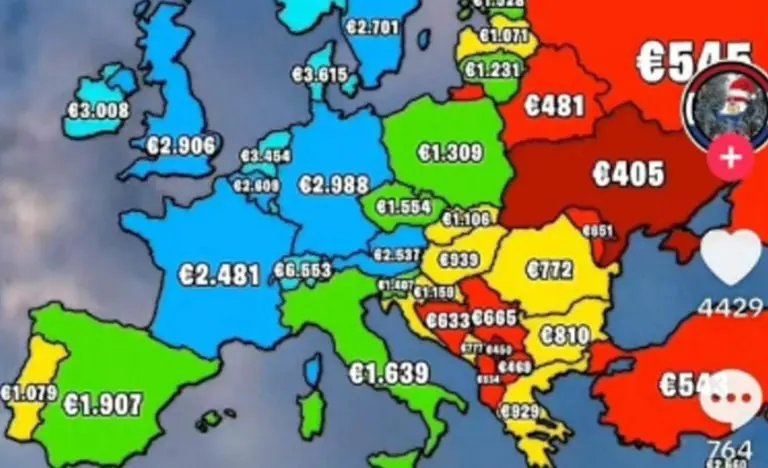 Numbeo objavio mapu prosječnih plata, BiH u crvenom sa 633 eura