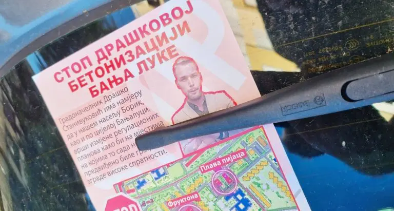 “Stop Draškovoj betonizaciji Banjaluke”: Osvanuli letci u Banjaluci