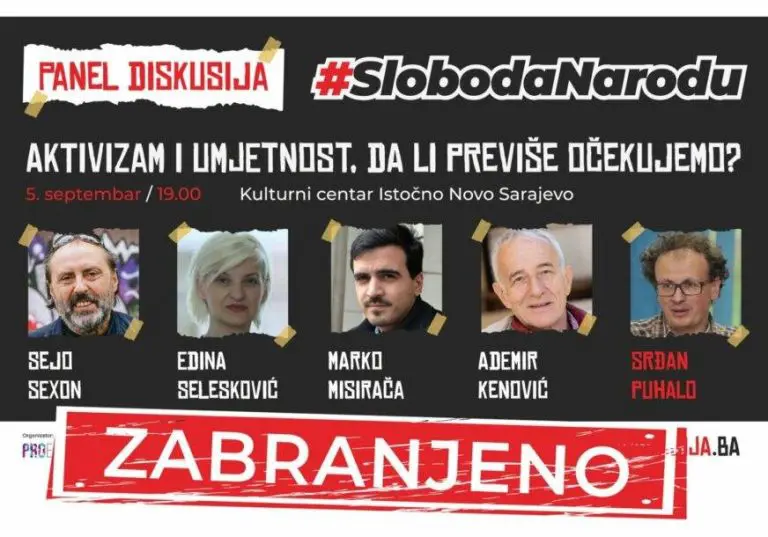 Diskusija u sklopu festivala “Sloboda narodu” zabranjena u Istočnom Sarajevu