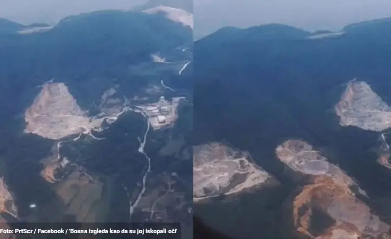 “Još malo i planina neće biti”: Snimak iz vazduha na kojem se vide kamenolomi u BiH šokirao regiju