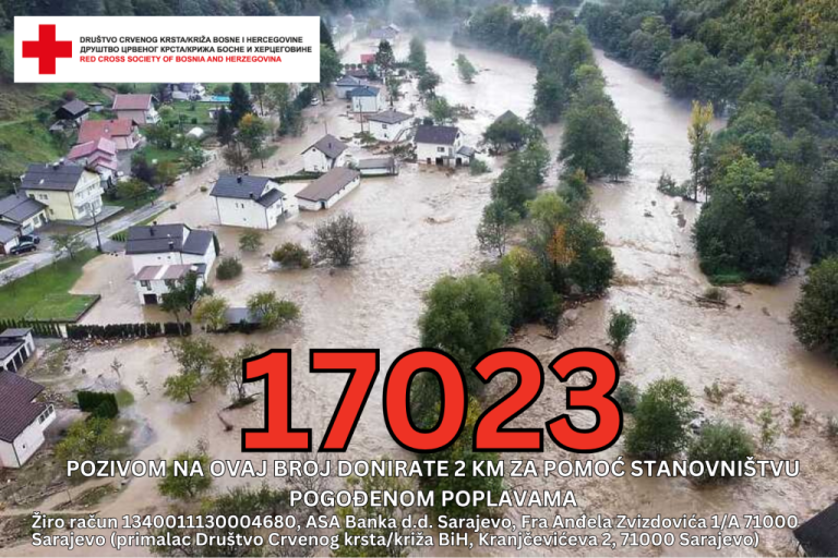 Pozivom na humanitarni broj 17023 pomoć stanovništvu pogođenom poplavama