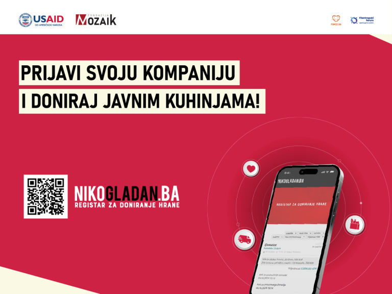 Pomoć putem klika – poziv bh. kompanijama da se registruju u digitalnu banku hrane NIKOGLADAN.BA