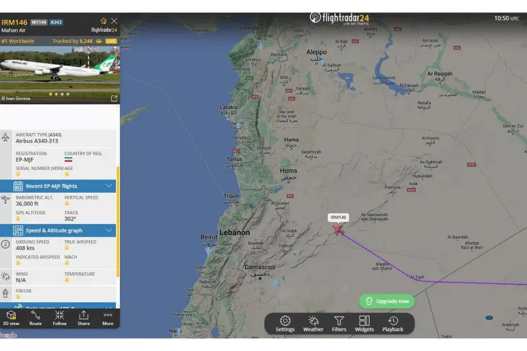 Iranski avion upravo leti prema ruskoj bazi u Siriji