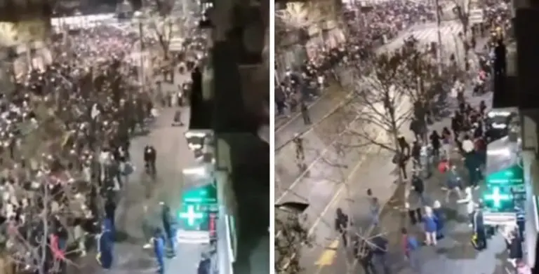 Čudan trenutak s protesta u Beogradu. Krcata ulica se ispraznila za nekoliko sekundi VIDEO