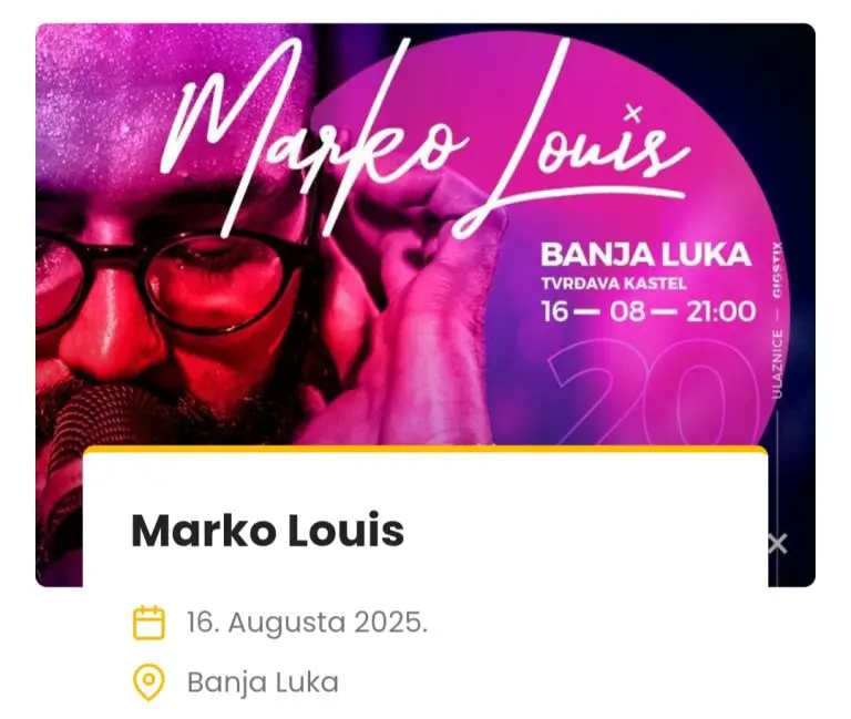 Nakon spektakularnog nastupa na EXIT-u, Marko Louis stiže 16. avgusta u Banja Luku
