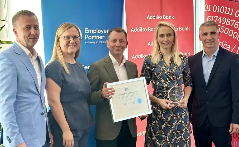Addiko Bank Banja Luka potvrdila Employer Partner sertifikat i pozicionirala se iznad benchmark-a 