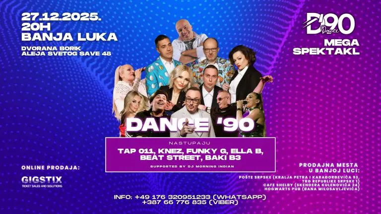 MEGA DANCE SPEKTAKL DEVEDESETE STIŽE U BANJA LUKU