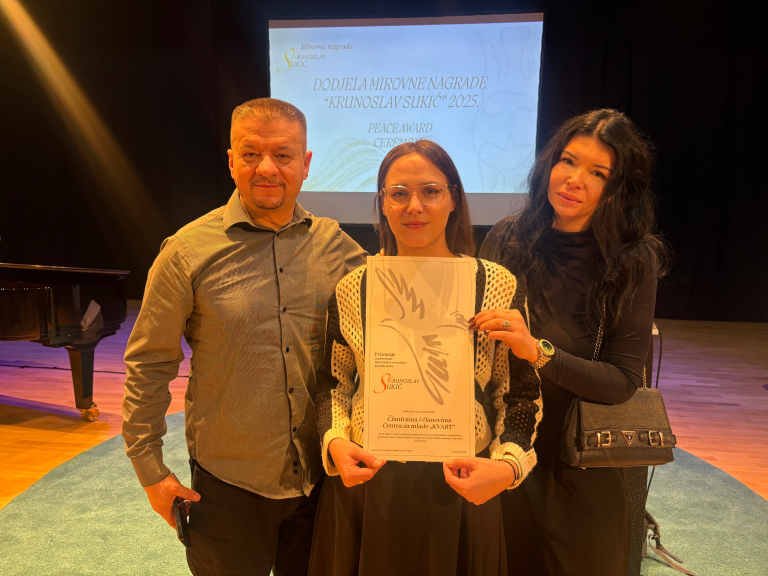 Centar za mlade KVART – Dobitnici mirovnog priznanja „Krunoslav Sukić“ iz Osijeka!