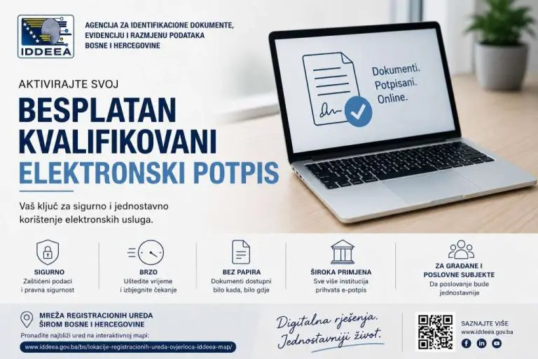 IDDEEA poziva građane i poslovnu zajednicu da aktiviraju besplatan kvalifikovani elektronski potpis