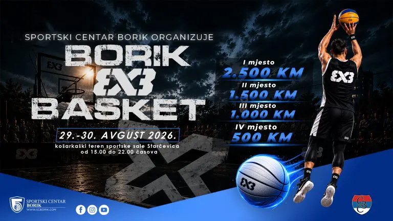 JOŠ TRI DANA DO PETOG „BORIK BASKET 3X3“: SPORTSKI SPEKTAKL UZ HUMANITARNI PROGRAM