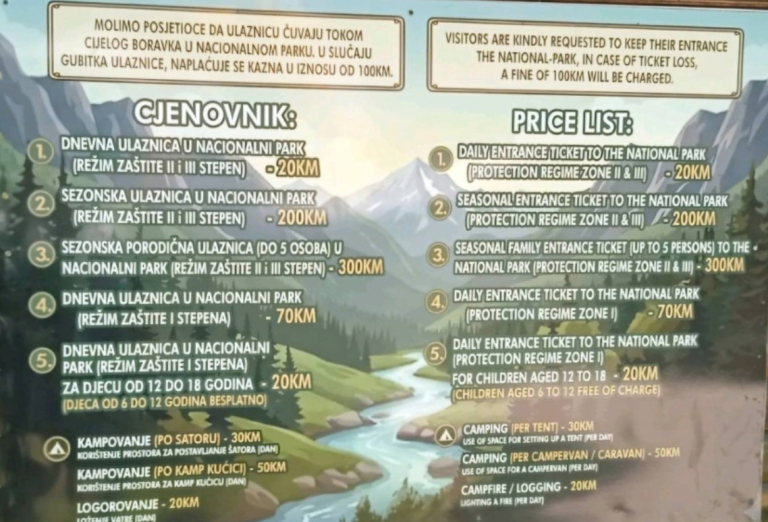 BODIROGA UPOZORAVA: ULAZNICE U NP „SUTJESKA“ DRASTIČNO POSKUPJELE, sezonska karta sa 40 KM skočila na 200 KM
