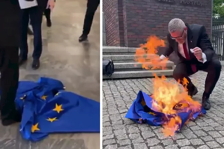 Europarlamentarac u Poljskoj obrisao cipele o zastavu EU, pa je zapalio